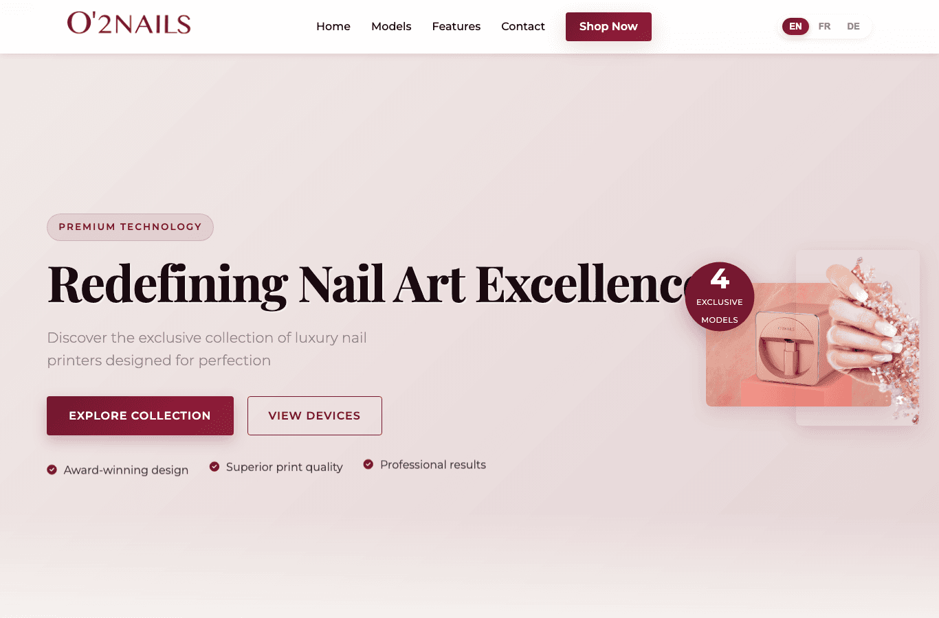 O2NAILS website screenshot