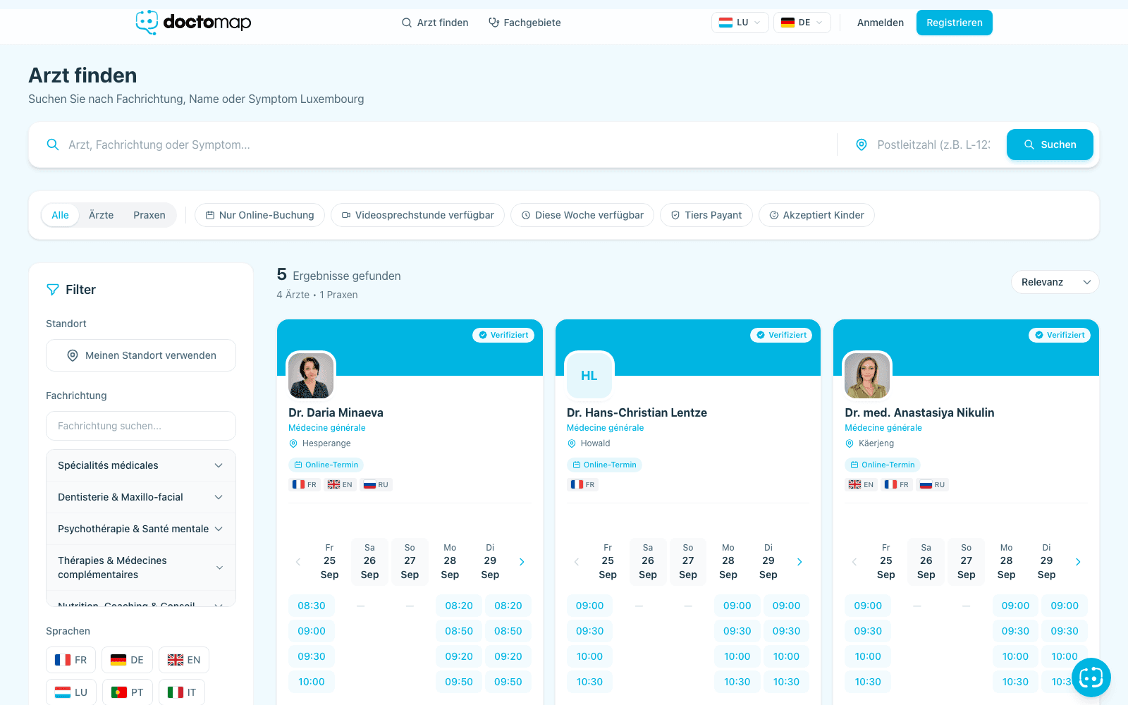 Doctomap doctor search with live availability