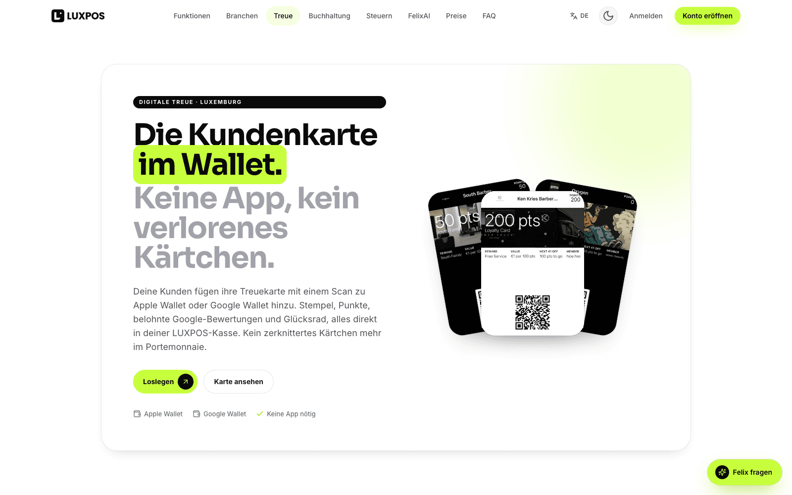 LUXPOS loyalty cards in Apple and Google Wallet