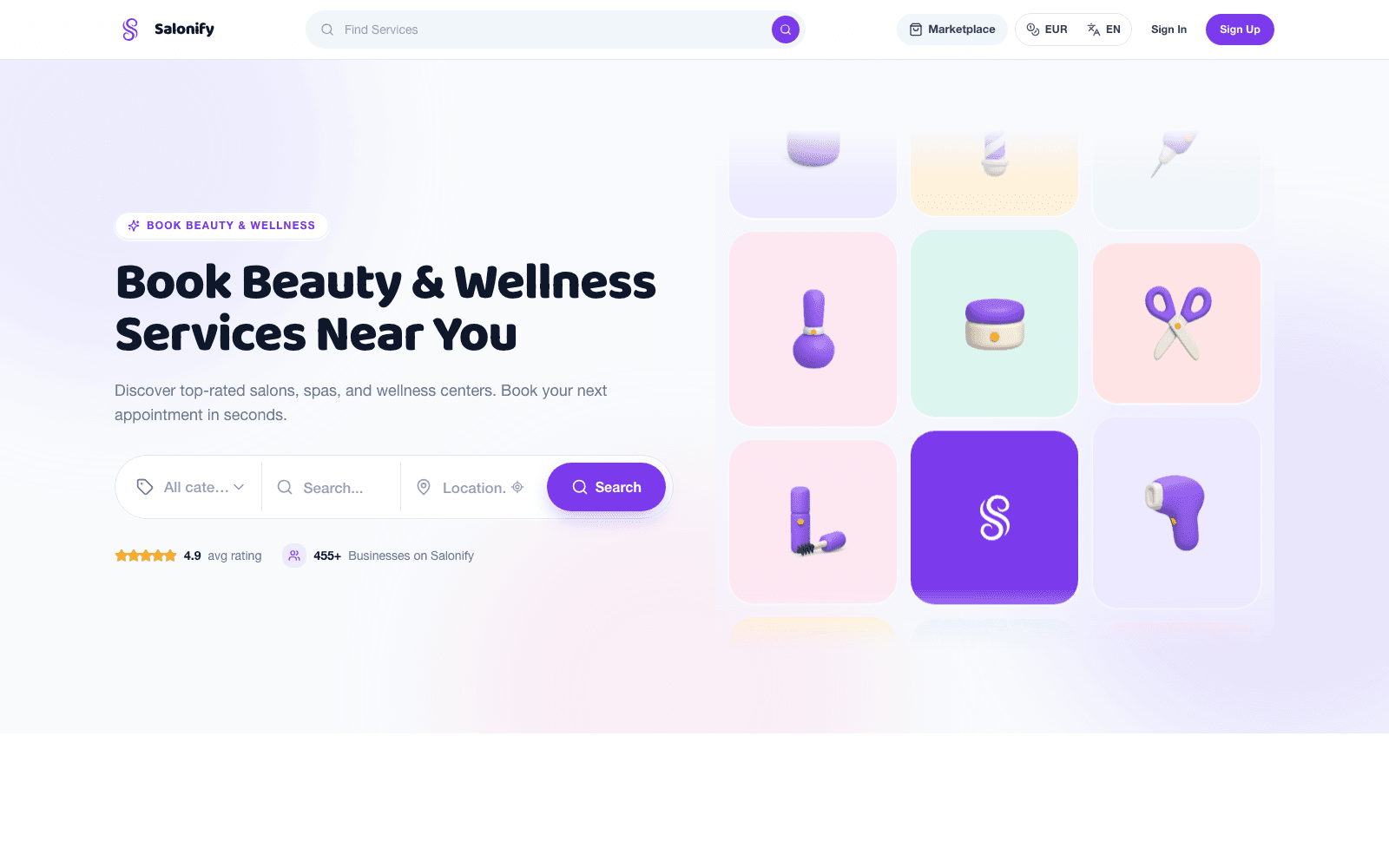 Salonify website screenshot